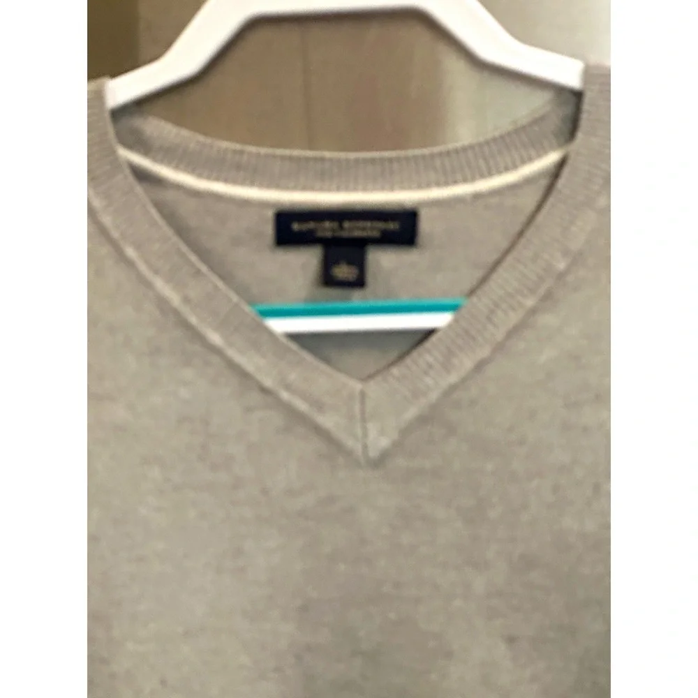Banana Republic Men's Gray Silk Cashmere V-Neck Knit Pullover Sweater L